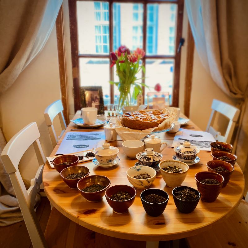 Tea tasting in The Smallest House of Amsterdam Table set for a tea tasting in the smallest house in Amsterdam.